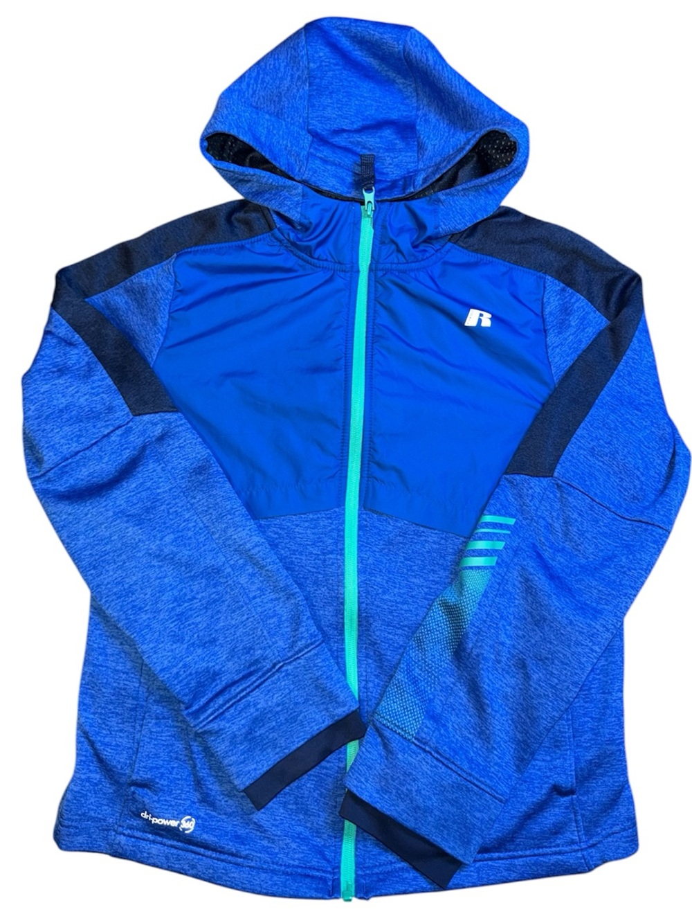 Russell Athletic Blue Hooded Zip Jacket w/ thumb holes- Sz 18